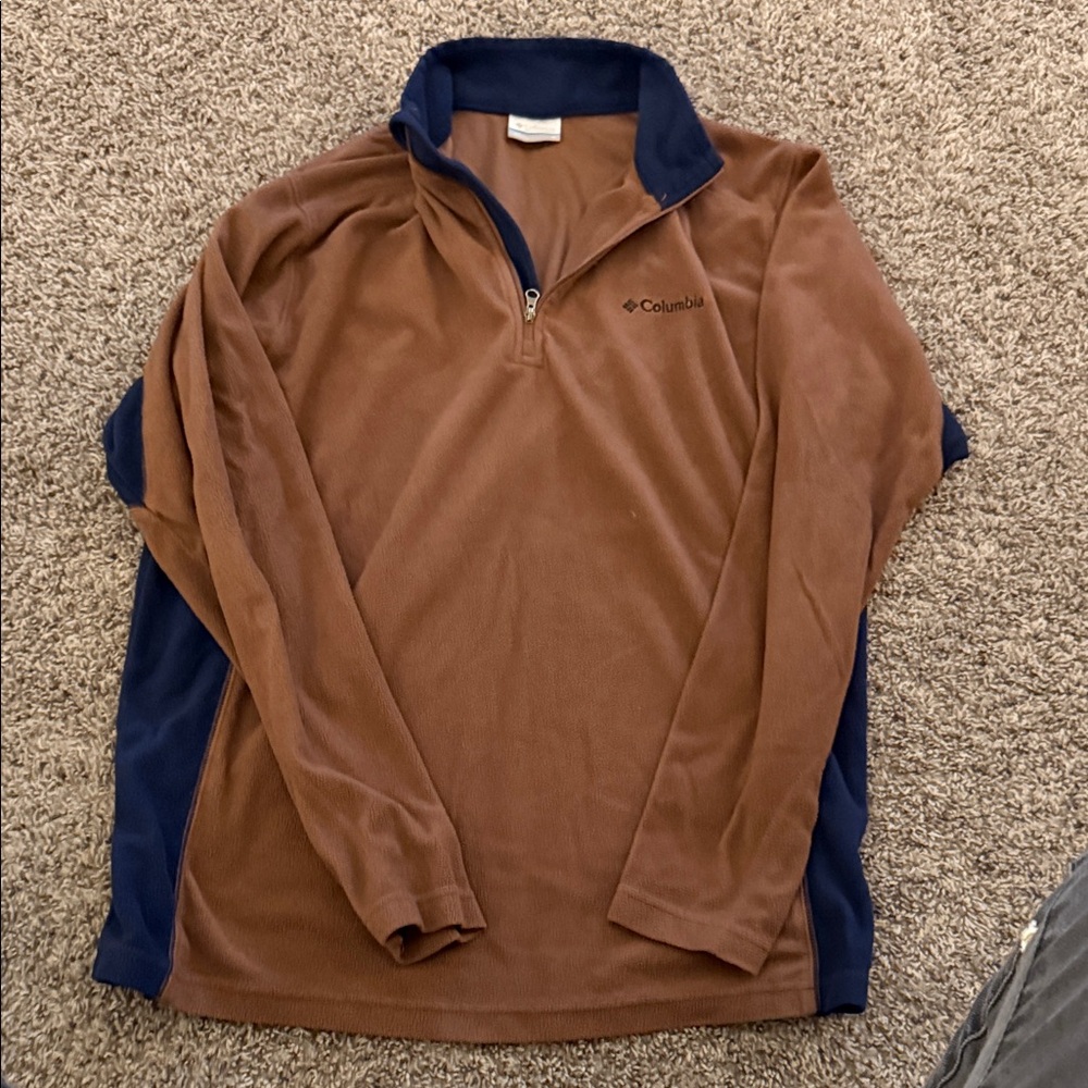 Columbia Men's Tan and Blue Long Sleeve Shirt